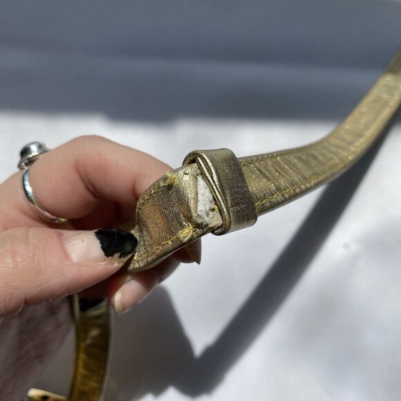 Vintage 80's Paloma Picasso Gold Leather Crossbody Purse One Size - Picture 7 of 14